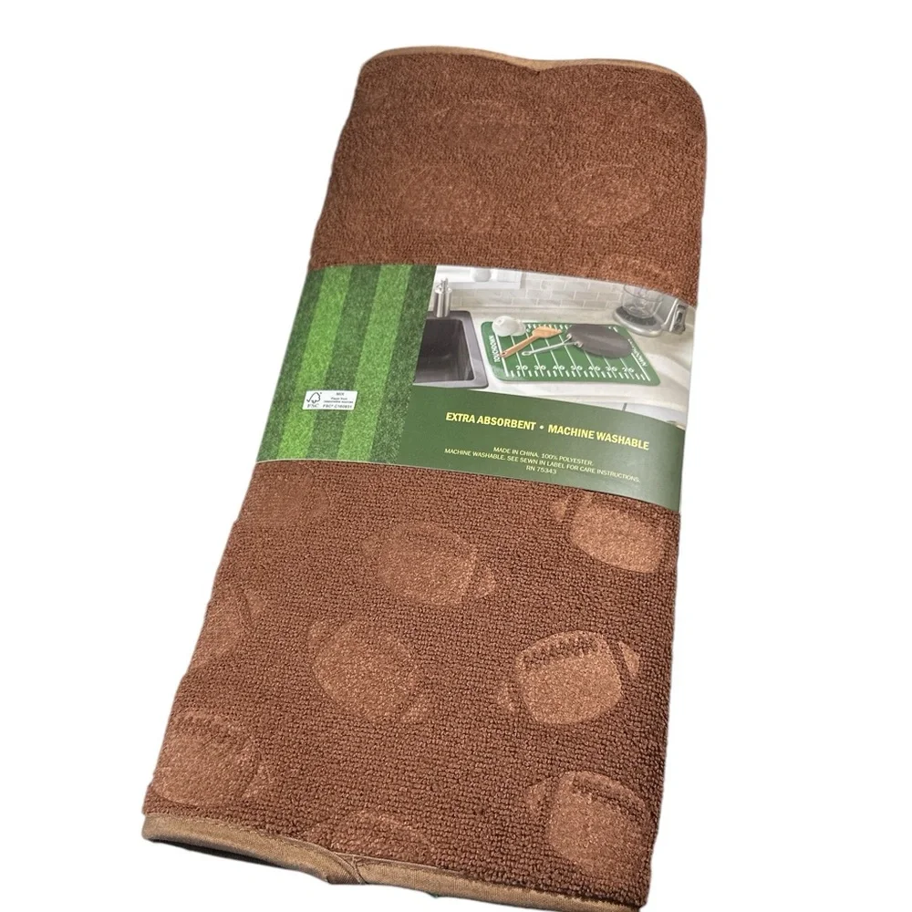 NEW VHTF Game Day, Game On FOOTBALL Dish Drying Mats Set/2